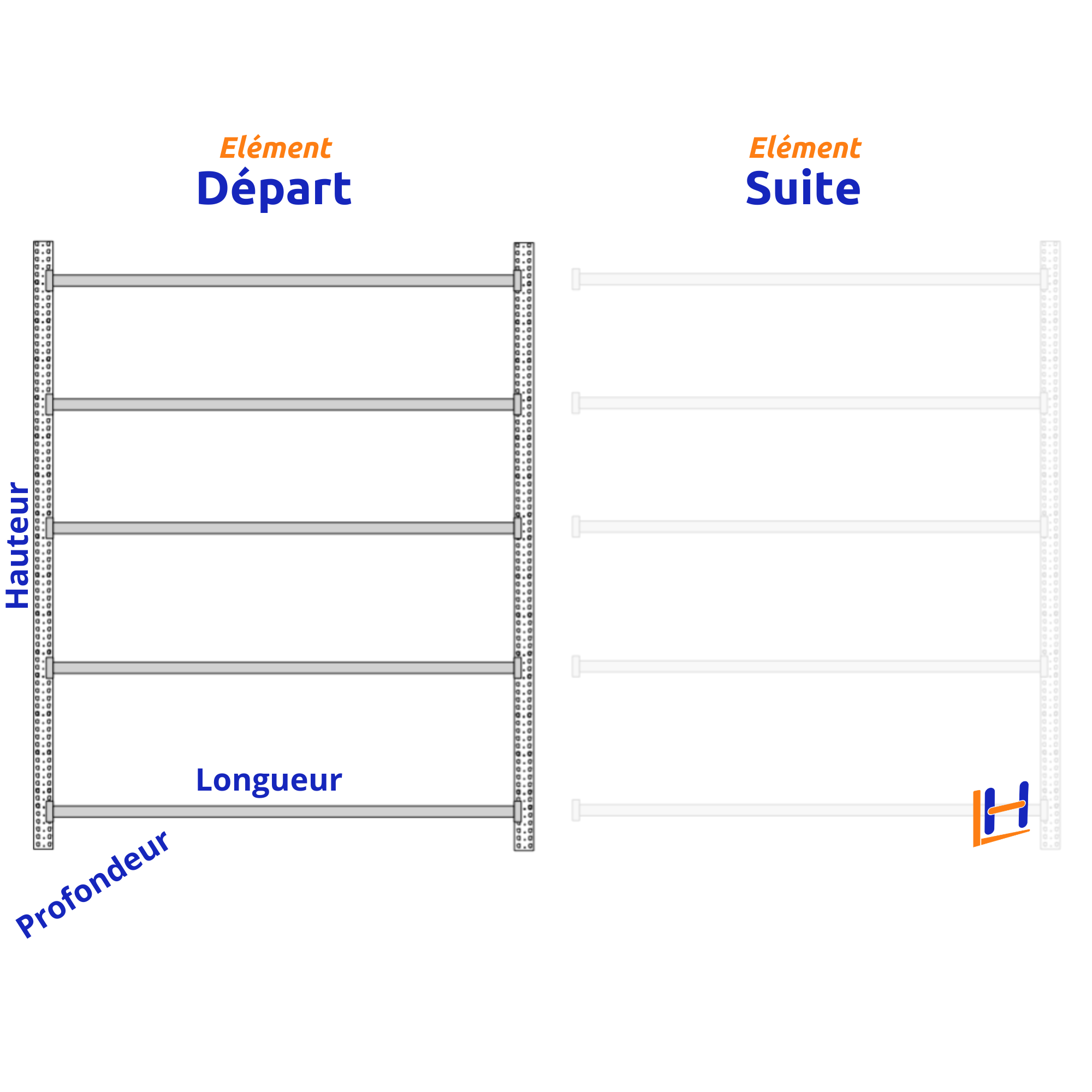 Rayonnage Mi-Lourd Z60 H2000mm Galvanisé | 475 Kg